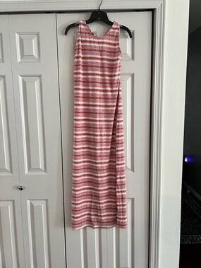 Lane Bryant Pink and White Striped Maxi Dress